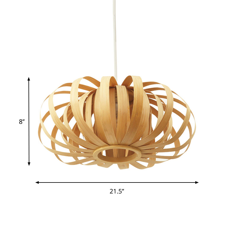 1-Light Oval Pendant Lighting Wooden Shade Nordic Style Hanging Lamp with Adjustable Cord, 18"/21.5"/24.5" W Clearhalo 'Ceiling Lights' 'Modern Pendants' 'Modern' 'Pendant Lights' 'Pendants' Lighting' 276262