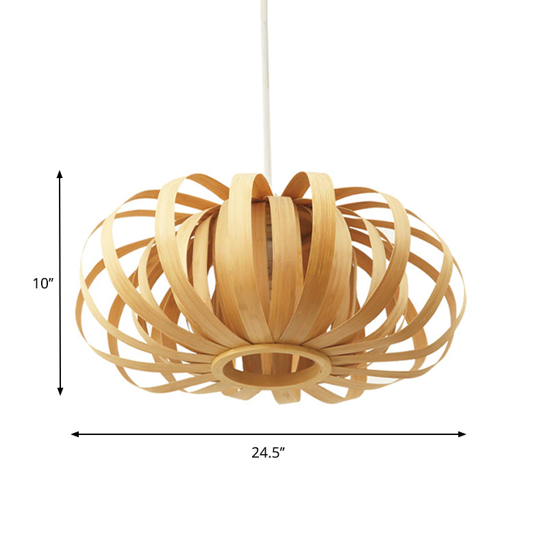 1-Light Oval Pendant Lighting Wooden Shade Nordic Style Hanging Lamp with Adjustable Cord, 18"/21.5"/24.5" W Clearhalo 'Ceiling Lights' 'Modern Pendants' 'Modern' 'Pendant Lights' 'Pendants' Lighting' 276263