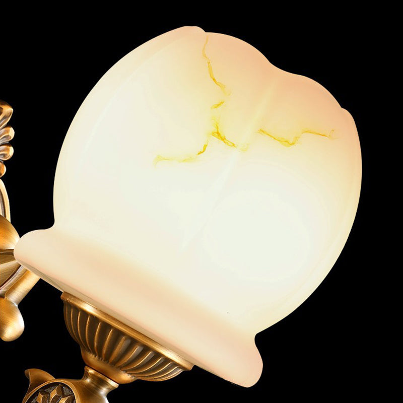 Globe White Glass Wall Mounted Light Traditional Style 1/2-Light Living Room Wall Lamp in Gold Clearhalo 'Wall Lamps & Sconces' 'Wall Lights' Lighting' 276314