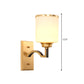Cylindrical Milk Glass Wall Light Fixture Traditional Style 1/2-Light Living Room Sconce Lighting in Gold Clearhalo 'Wall Lamps & Sconces' 'Wall Lights' Lighting' 276335