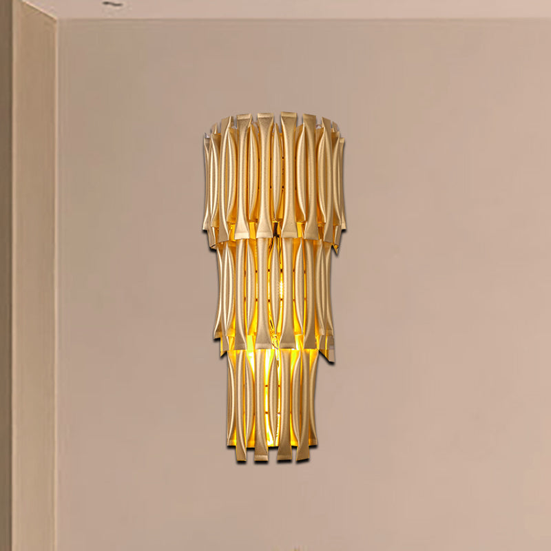 Tiered Aluminum Sconce Light Fixture Traditional Style 4/6 Lights Corridor Wall Mount Light in Gold 4.0 Gold Clearhalo 'Wall Lamps & Sconces' 'Wall Lights' Lighting' 276388