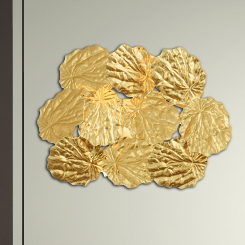 Leaf Shape Hallway Sconce Light Fixture Modern Stylish Aluminum 4 Bulbs Dark Coffee/Gold Wall Mount Light, 16"/17" W Clearhalo 'Wall Lamps & Sconces' 'Wall Lights' Lighting' 276445