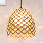 1 Bulb Tearoom Ceiling Light Asian Wood Pendant Light Fixture with Oval/Semicircle/House Bamboo Shade Wood Oval Clearhalo 'Ceiling Lights' 'Modern Pendants' 'Modern' 'Pendant Lights' 'Pendants' Lighting' 276470
