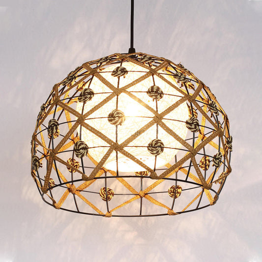 1 Bulb Tearoom Ceiling Light Asian Wood Pendant Light Fixture with Oval/Semicircle/House Bamboo Shade Wood Semicircle Clearhalo 'Ceiling Lights' 'Modern Pendants' 'Modern' 'Pendant Lights' 'Pendants' Lighting' 276480