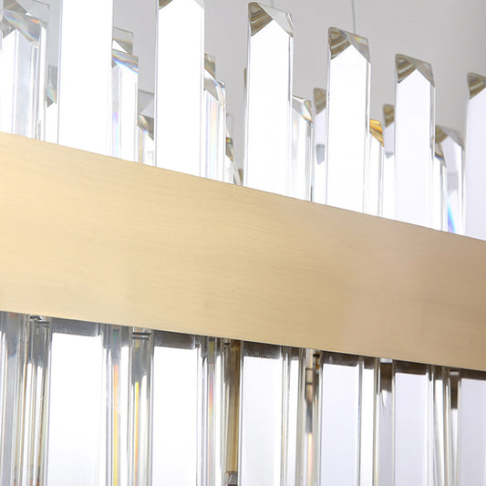 Brass Drum Hanging Chandelier Contemporary Faceted Crystal 5 Heads Ceiling Pendant Light Clearhalo 'Ceiling Lights' 'Chandeliers' 'Modern Chandeliers' 'Modern' Lighting' 276613