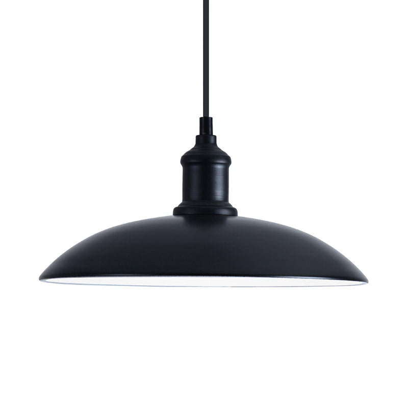 13"/16" W 1 Bulb Ceiling Fixture with Bowl Shade Metal Retro Style Farmhouse Hanging Pendant Light in Black Clearhalo 'Art Deco Pendants' 'Black' 'Cast Iron' 'Ceiling Lights' 'Ceramic' 'Crystal' 'Industrial Pendants' 'Industrial' 'Metal' 'Middle Century Pendants' 'Pendant Lights' 'Pendants' 'Rustic Pendants' 'Tiffany' Lighting' 2767