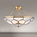 Gold 14“/16”/18“ Wide 3/4/6 Lights Semi Flush Mount Traditional Frosted Glass Faceted Semi Flush Light for Corridor Clearhalo 'Ceiling Lights' 'Close To Ceiling Lights' 'Close to ceiling' 'Glass shade' 'Glass' 'Semi-flushmount' Lighting' 276727