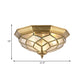 3/5 Lights Flush Ceiling Light Classic Prismatic Frosted Glass Pane Flush Mount Lighting in Gold for Bedroom, 18“/21.5” W Clearhalo 'Ceiling Lights' 'Close To Ceiling Lights' 'Close to ceiling' 'Flush mount' Lighting' 277000