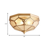 Gold Faceted Flush Mount Lighting Vintage Beveled Glass 3/4/6 Lights Bedroom Ceiling Fixture Clearhalo 'Ceiling Lights' 'Close To Ceiling Lights' 'Close to ceiling' 'Flush mount' Lighting' 277032