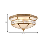 3/4/6 Lights Indoor Ceiling Light Fixture Traditional Brass Flush Mount with Bowl Curved Frosted Glass Shade Clearhalo 'Ceiling Lights' 'Close To Ceiling Lights' 'Close to ceiling' 'Flush mount' Lighting' 277076
