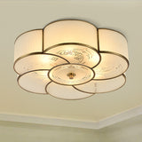 3/4 Lights Floral Flush Mount Lamp Traditional Brass Curved Frosted Glass Ceiling Mounted Fixture for Bedroom Clearhalo 'Ceiling Lights' 'Close To Ceiling Lights' 'Close to ceiling' 'Flush mount' Lighting' 277187