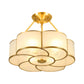 4/6 Lights Flower Semi-Flush Ceiling Light Traditional Brass Metal Lighting Fixture with White Curved Glass Shade, 18"/23.5" W Clearhalo 'Ceiling Lights' 'Close To Ceiling Lights' 'Close to ceiling' 'Semi-flushmount' Lighting' 277212