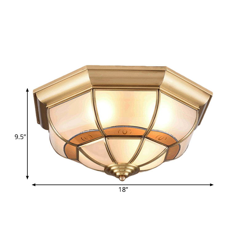 18"/21.5" W Metal Brass Flush Light Bowl 4/6 Bulbs Antique Ceiling Mount Light Fixture for Living Room Clearhalo 'Ceiling Lights' 'Close To Ceiling Lights' 'Close to ceiling' 'Flush mount' Lighting' 277321