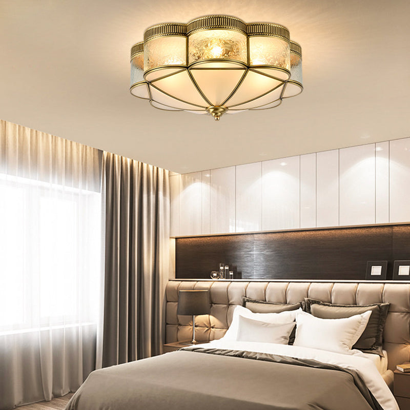 Flower Bedroom Ceiling Lighting Classic Metal 3/4/6 Heads Brass Flush Mount Ceiling Fixture, 14"/18"/21.5" W Clearhalo 'Ceiling Lights' 'Close To Ceiling Lights' 'Close to ceiling' 'Flush mount' Lighting' 277340