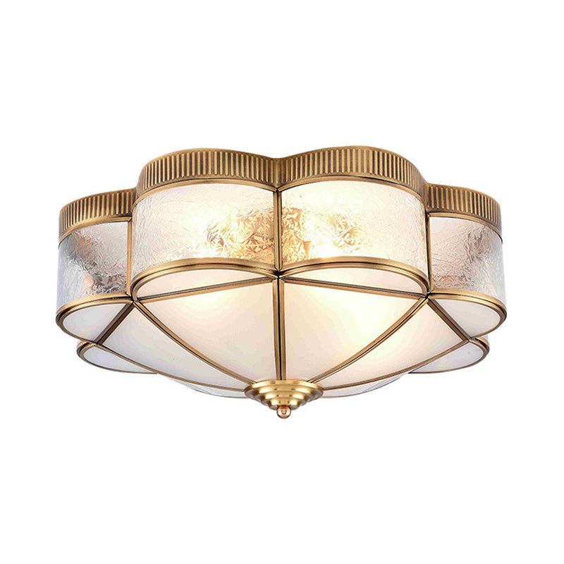 Flower Bedroom Ceiling Lighting Classic Metal 3/4/6 Heads Brass Flush Mount Ceiling Fixture, 14"/18"/21.5" W Clearhalo 'Ceiling Lights' 'Close To Ceiling Lights' 'Close to ceiling' 'Flush mount' Lighting' 277341