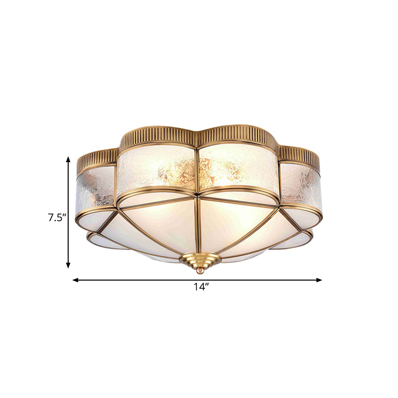 Flower Bedroom Ceiling Lighting Classic Metal 3/4/6 Heads Brass Flush Mount Ceiling Fixture, 14"/18"/21.5" W Clearhalo 'Ceiling Lights' 'Close To Ceiling Lights' 'Close to ceiling' 'Flush mount' Lighting' 277342