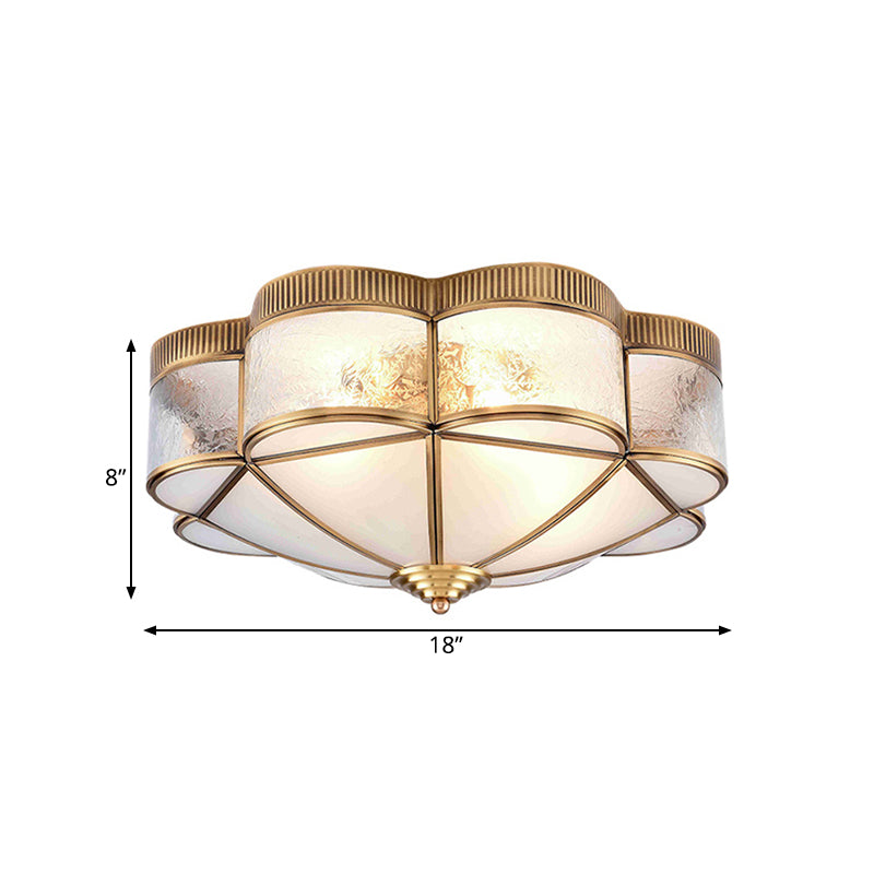 Flower Bedroom Ceiling Lighting Classic Metal 3/4/6 Heads Brass Flush Mount Ceiling Fixture, 14"/18"/21.5" W Clearhalo 'Ceiling Lights' 'Close To Ceiling Lights' 'Close to ceiling' 'Flush mount' Lighting' 277343