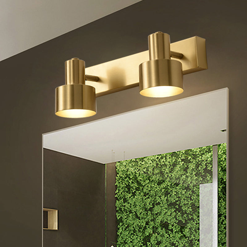 Metal Brass Wall Vanity Light Cylinder 1/2/3-Bulb LED Traditionalist Sconce Light Fixture for Bathroom 2.0 Brass Clearhalo 'Vanity Lights' 'Wall Lights' Lighting' 277439