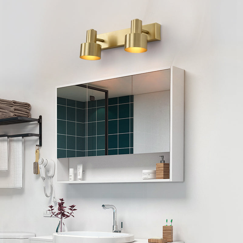 Metal Brass Wall Vanity Light Cylinder 1/2/3-Bulb LED Traditionalist Sconce Light Fixture for Bathroom Clearhalo 'Vanity Lights' 'Wall Lights' Lighting' 277440