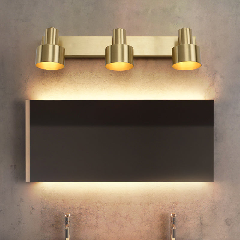 Metal Brass Wall Vanity Light Cylinder 1/2/3-Bulb LED Traditionalist Sconce Light Fixture for Bathroom Clearhalo 'Vanity Lights' 'Wall Lights' Lighting' 277444