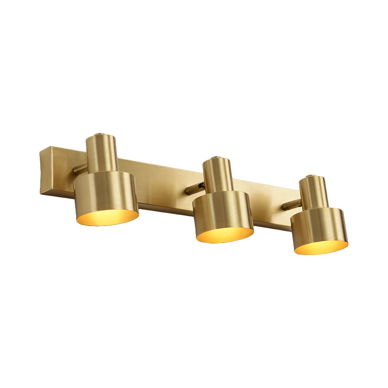 Metal Brass Wall Vanity Light Cylinder 1/2/3-Bulb LED Traditionalist Sconce Light Fixture for Bathroom Clearhalo 'Vanity Lights' 'Wall Lights' Lighting' 277445