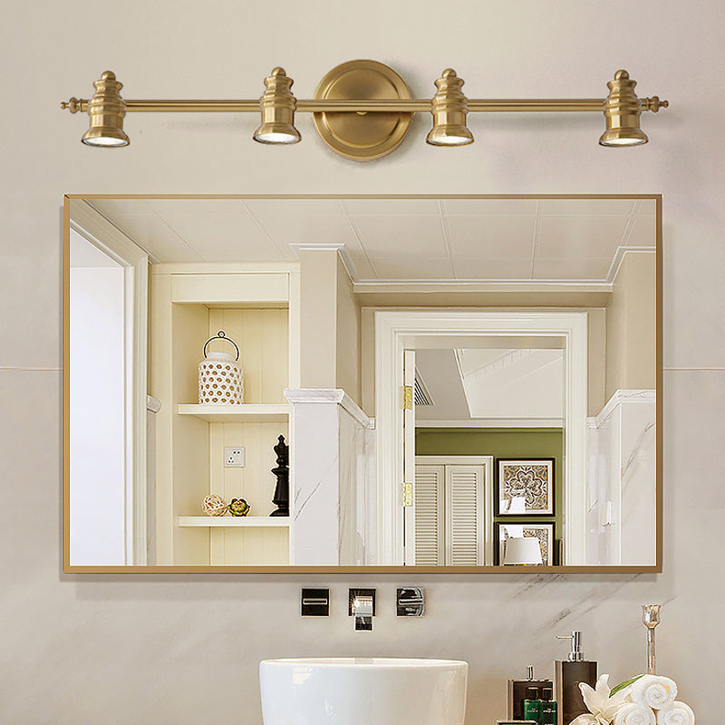 Linear Bathroom Vanity Mirror Light Traditionalism Metal 2/3/4-Bulb Brass Wall Sconce Lighting 4.0 Brass Clearhalo 'Vanity Lights' 'Wall Lights' Lighting' 277471