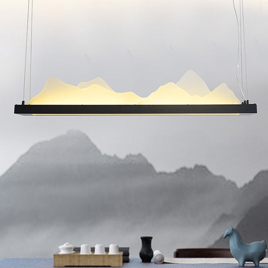 Twist Island Light Modernism Acrylic LED Black Suspended Lighting Fixture, 31.5"/39" Wide Clearhalo 'Ceiling Lights' 'Island Lights' Lighting' 277476