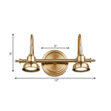 Brass Linear LED Vanity Lighting Traditional Metal 2/3/4-Light Bathroom Wall Sconce Light Clearhalo 'Vanity Lights' 'Wall Lights' Lighting' 277487