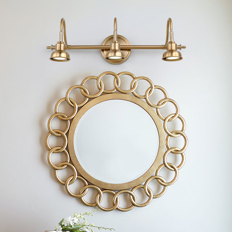 Brass Linear LED Vanity Lighting Traditional Metal 2/3/4-Light Bathroom Wall Sconce Light 3.0 Brass Clearhalo 'Vanity Lights' 'Wall Lights' Lighting' 277489