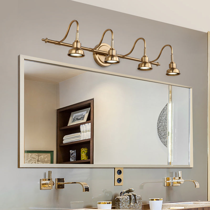 Brass Linear LED Vanity Lighting Traditional Metal 2/3/4-Light Bathroom Wall Sconce Light Clearhalo 'Vanity Lights' 'Wall Lights' Lighting' 277494