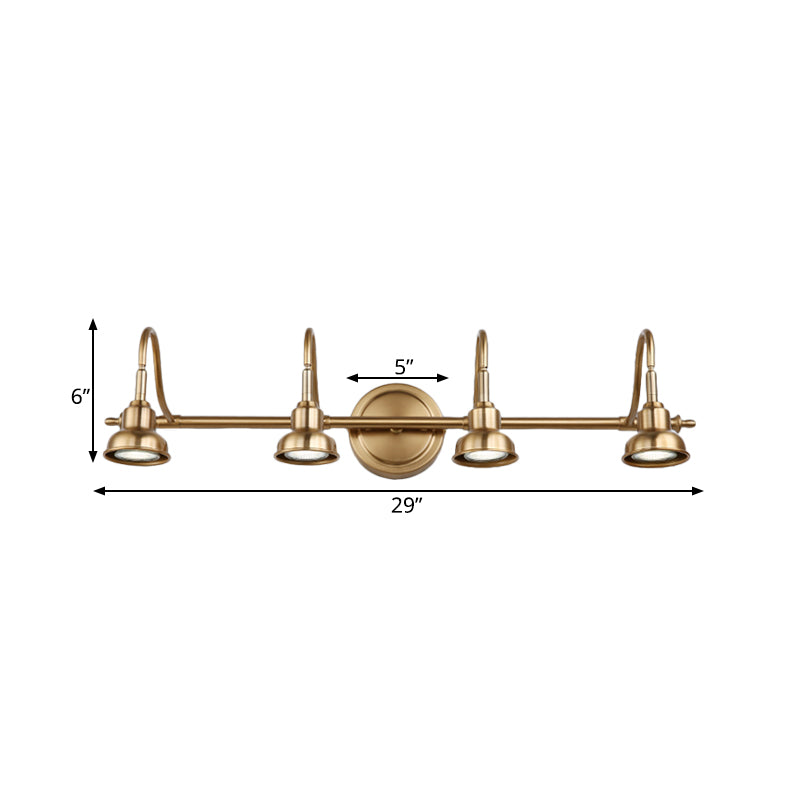 Brass Linear LED Vanity Lighting Traditional Metal 2/3/4-Light Bathroom Wall Sconce Light Clearhalo 'Vanity Lights' 'Wall Lights' Lighting' 277496