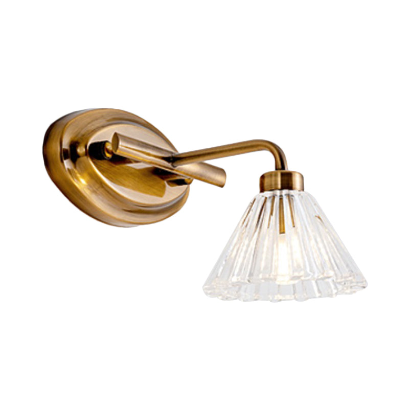 1/2/3-Bulb Cone Vanity Light Fixture Traditional Brass Metal LED Wall Sconce Lighting for Bathroom Clearhalo 'Vanity Lights' 'Wall Lights' Lighting' 277514