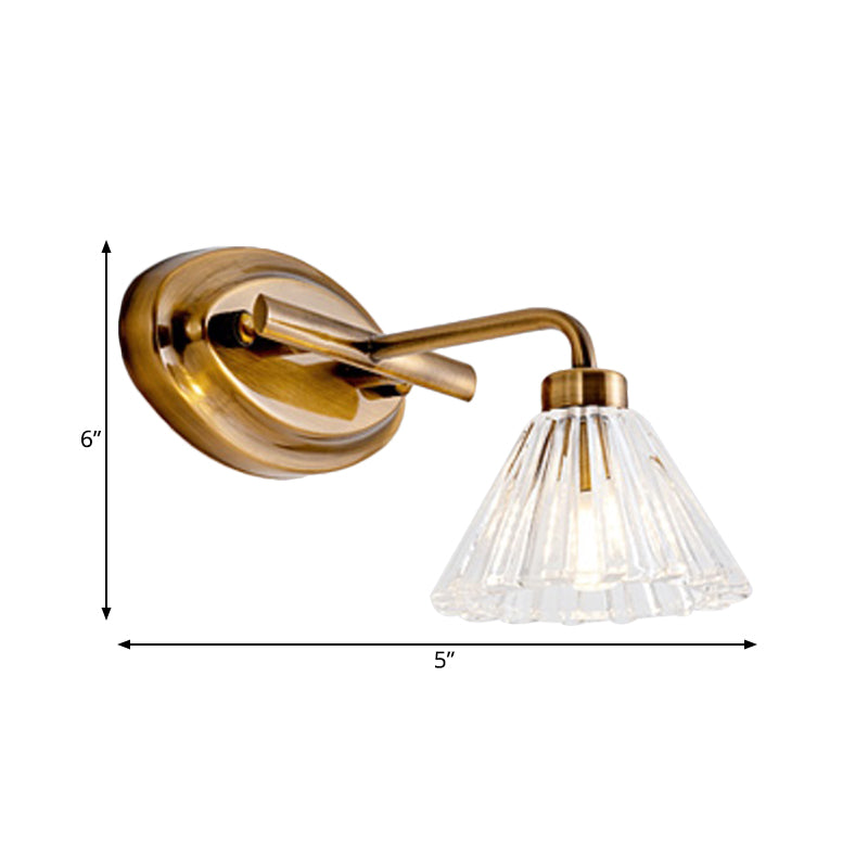 1/2/3-Bulb Cone Vanity Light Fixture Traditional Brass Metal LED Wall Sconce Lighting for Bathroom Clearhalo 'Vanity Lights' 'Wall Lights' Lighting' 277515