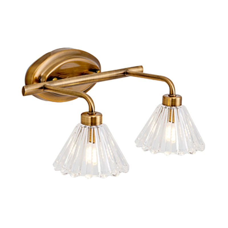 1/2/3-Bulb Cone Vanity Light Fixture Traditional Brass Metal LED Wall Sconce Lighting for Bathroom Clearhalo 'Vanity Lights' 'Wall Lights' Lighting' 277518