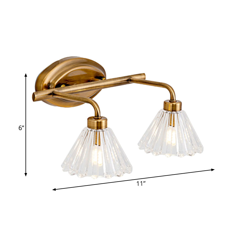 1/2/3-Bulb Cone Vanity Light Fixture Traditional Brass Metal LED Wall Sconce Lighting for Bathroom Clearhalo 'Vanity Lights' 'Wall Lights' Lighting' 277519
