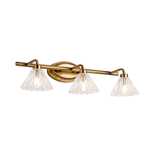 1/2/3-Bulb Cone Vanity Light Fixture Traditional Brass Metal LED Wall Sconce Lighting for Bathroom Clearhalo 'Vanity Lights' 'Wall Lights' Lighting' 277523
