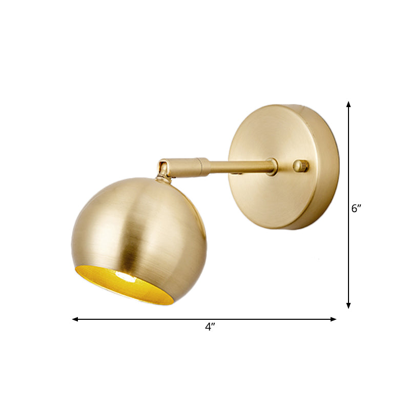 1/2/3-Bulb LED Dome Wall Sconce Traditional Brass Metal Vanity Wall Light Fixture for Bathroom Clearhalo 'Vanity Lights' 'Wall Lights' Lighting' 277565