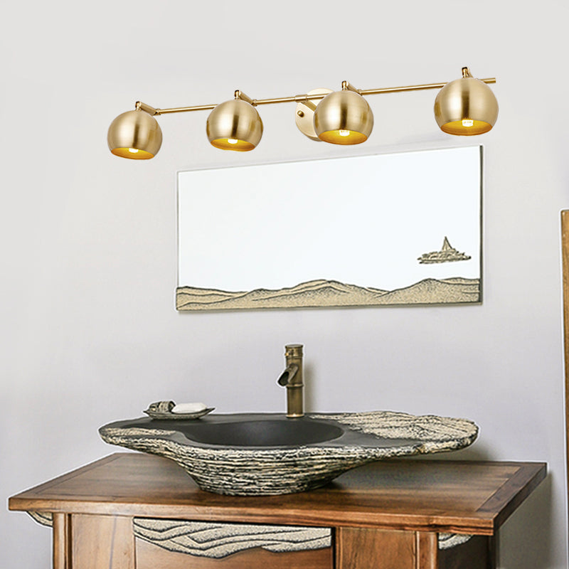 1/2/3-Bulb LED Dome Wall Sconce Traditional Brass Metal Vanity Wall Light Fixture for Bathroom Clearhalo 'Vanity Lights' 'Wall Lights' Lighting' 277576