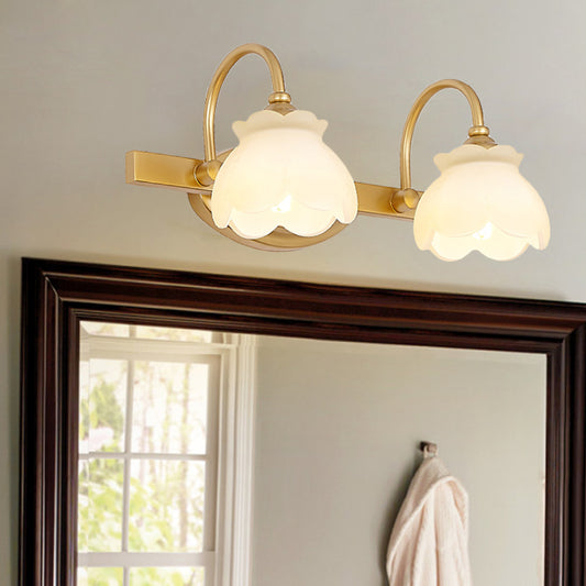 Blossom Bathroom Vanity Mirror Light Traditional Metal LED 2/3/4 Heads Brass Wall Mounted Lamp Clearhalo 'Vanity Lights' 'Wall Lights' Lighting' 277705