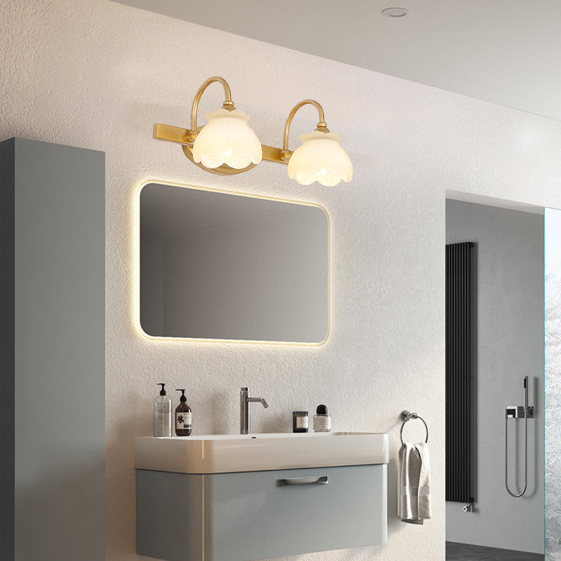 Blossom Bathroom Vanity Mirror Light Traditional Metal LED 2/3/4 Heads Brass Wall Mounted Lamp Clearhalo 'Vanity Lights' 'Wall Lights' Lighting' 277706