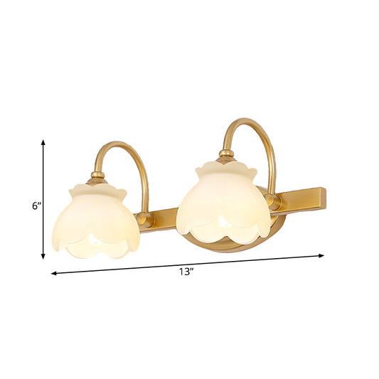 Blossom Bathroom Vanity Mirror Light Traditional Metal LED 2/3/4 Heads Brass Wall Mounted Lamp Clearhalo 'Vanity Lights' 'Wall Lights' Lighting' 277708