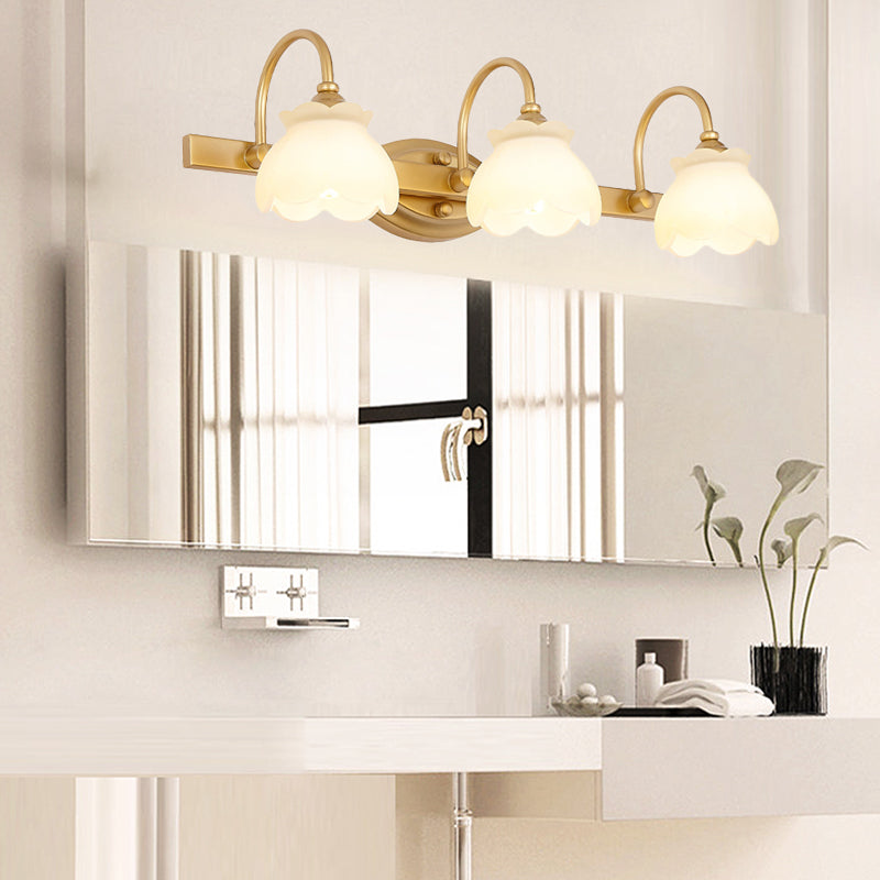 Blossom Bathroom Vanity Mirror Light Traditional Metal LED 2/3/4 Heads Brass Wall Mounted Lamp Clearhalo 'Vanity Lights' 'Wall Lights' Lighting' 277712