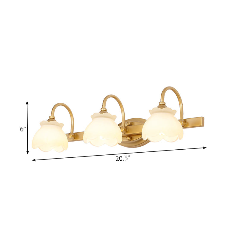 Blossom Bathroom Vanity Mirror Light Traditional Metal LED 2/3/4 Heads Brass Wall Mounted Lamp Clearhalo 'Vanity Lights' 'Wall Lights' Lighting' 277714
