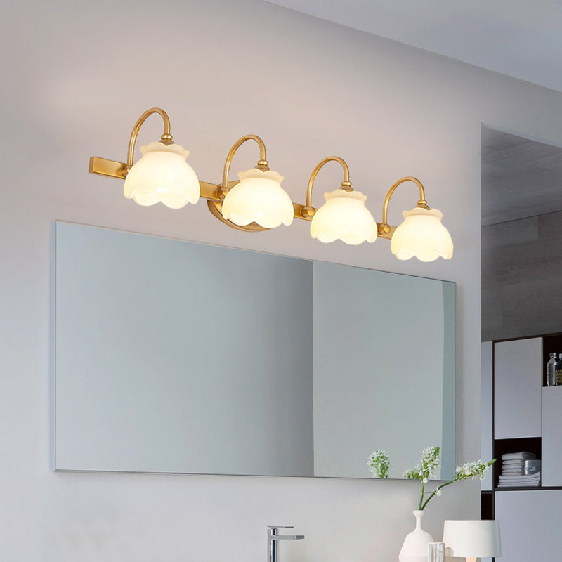Blossom Bathroom Vanity Mirror Light Traditional Metal LED 2/3/4 Heads Brass Wall Mounted Lamp Clearhalo 'Vanity Lights' 'Wall Lights' Lighting' 277717