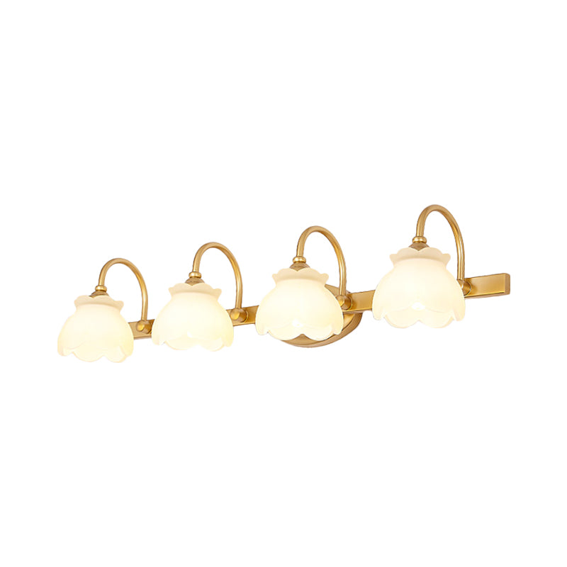 Blossom Bathroom Vanity Mirror Light Traditional Metal LED 2/3/4 Heads Brass Wall Mounted Lamp Clearhalo 'Vanity Lights' 'Wall Lights' Lighting' 277718