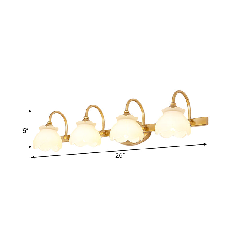 Blossom Bathroom Vanity Mirror Light Traditional Metal LED 2/3/4 Heads Brass Wall Mounted Lamp Clearhalo 'Vanity Lights' 'Wall Lights' Lighting' 277719