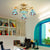 Stained Glass Cone Semi Flush Lamp Nautical Style 4/6/7 Lights Surface Mount Ceiling Light in Blue 4 Blue Clearhalo 'Ceiling Lights' 'Chandeliers' 'Close To Ceiling Lights' 'Close to ceiling' 'Glass shade' 'Glass' 'Semi-flushmount' 'Tiffany close to ceiling' 'Tiffany' Lighting' 27774