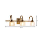 Metal Brass Wall Sconce Bowl 1/2/3-Light Vintage Wall Mounted Vanity Light with Ribbed Glass Shade for Bathroom Clearhalo 'Vanity Lights' 'Wall Lights' Lighting' 277854