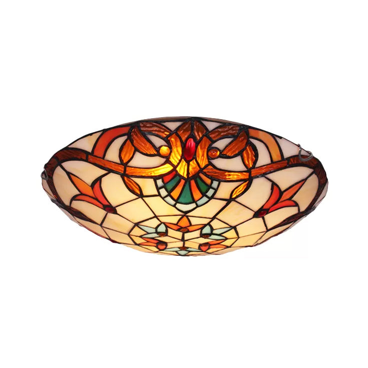 Stained Glass Ceiling Light, Bowl Shade Flush Mount Light with Jewel Decoration Baroque Style Clearhalo 'Ceiling Lights' 'Close To Ceiling Lights' 'Close to ceiling' 'Flush mount' Lighting' 2780