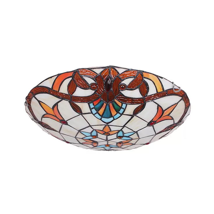 Stained Glass Ceiling Light, Bowl Shade Flush Mount Light with Jewel Decoration Baroque Style Clearhalo 'Ceiling Lights' 'Close To Ceiling Lights' 'Close to ceiling' 'Flush mount' Lighting' 2781